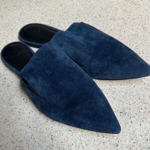 Marc Fisher Dark Blue Suede Mules